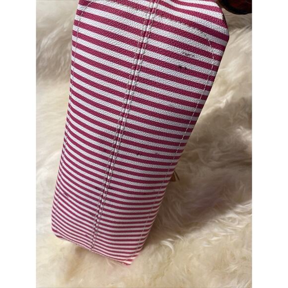 Dooney and Bourke Red and White Candy Stripe Tote Bag / Purse w/ Cross Body Stra - Picture 11 of 16